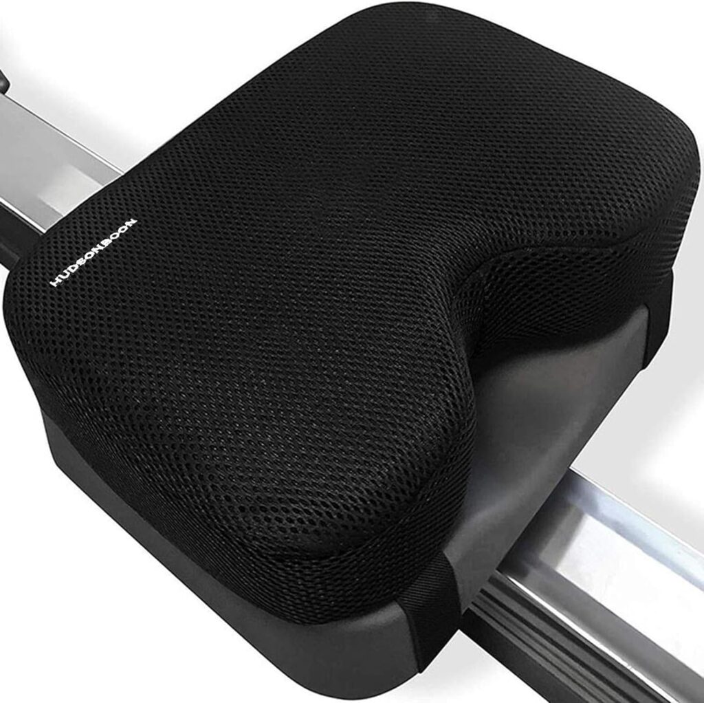 Hudsonboon Rowing Machine Seat Cushion - Perfect for Concept 2 Rowing Machine  Compatable with Most Rowers, Washable Mesh Cover, Fits Recumbent Stationary Bike, Memory Foam, Anti-Slip with Straps