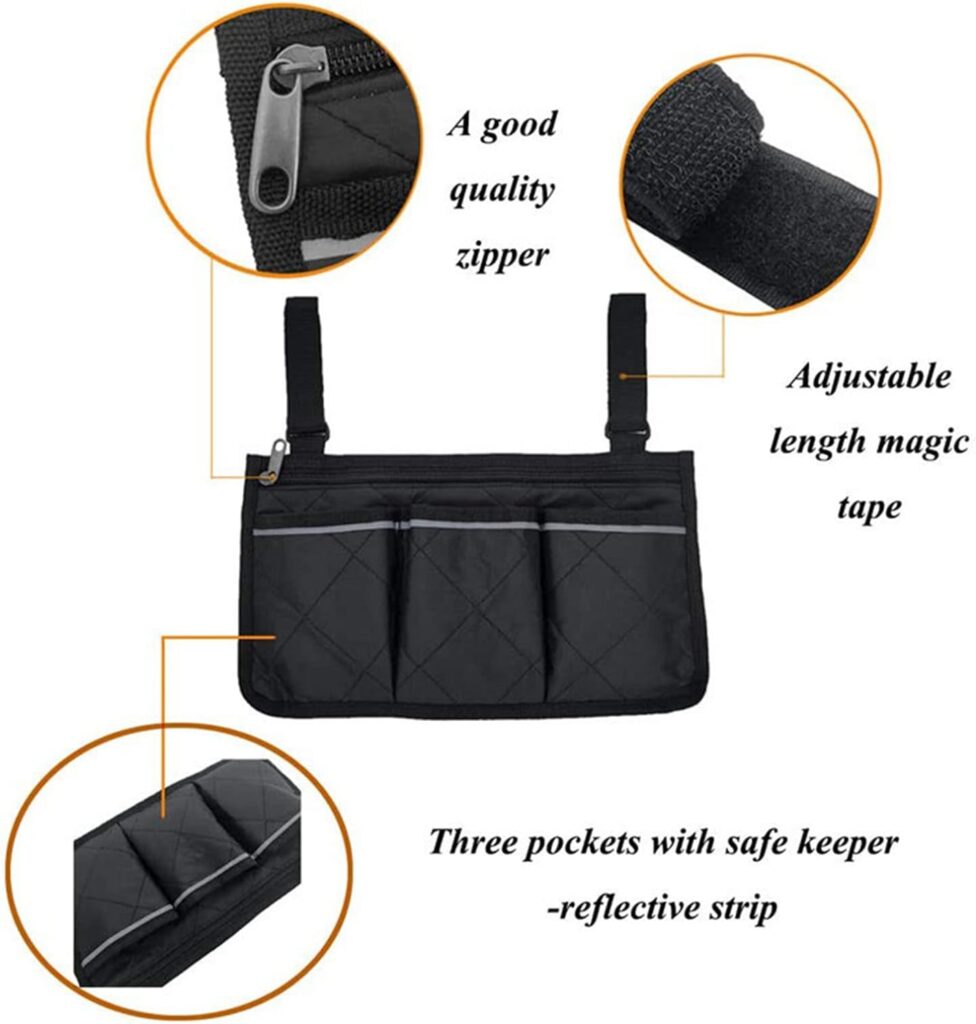 ljhnba Waterproof Wheelchair Armrest Side Storage Bag for Most Wheels and Mobile Equipment Accessories