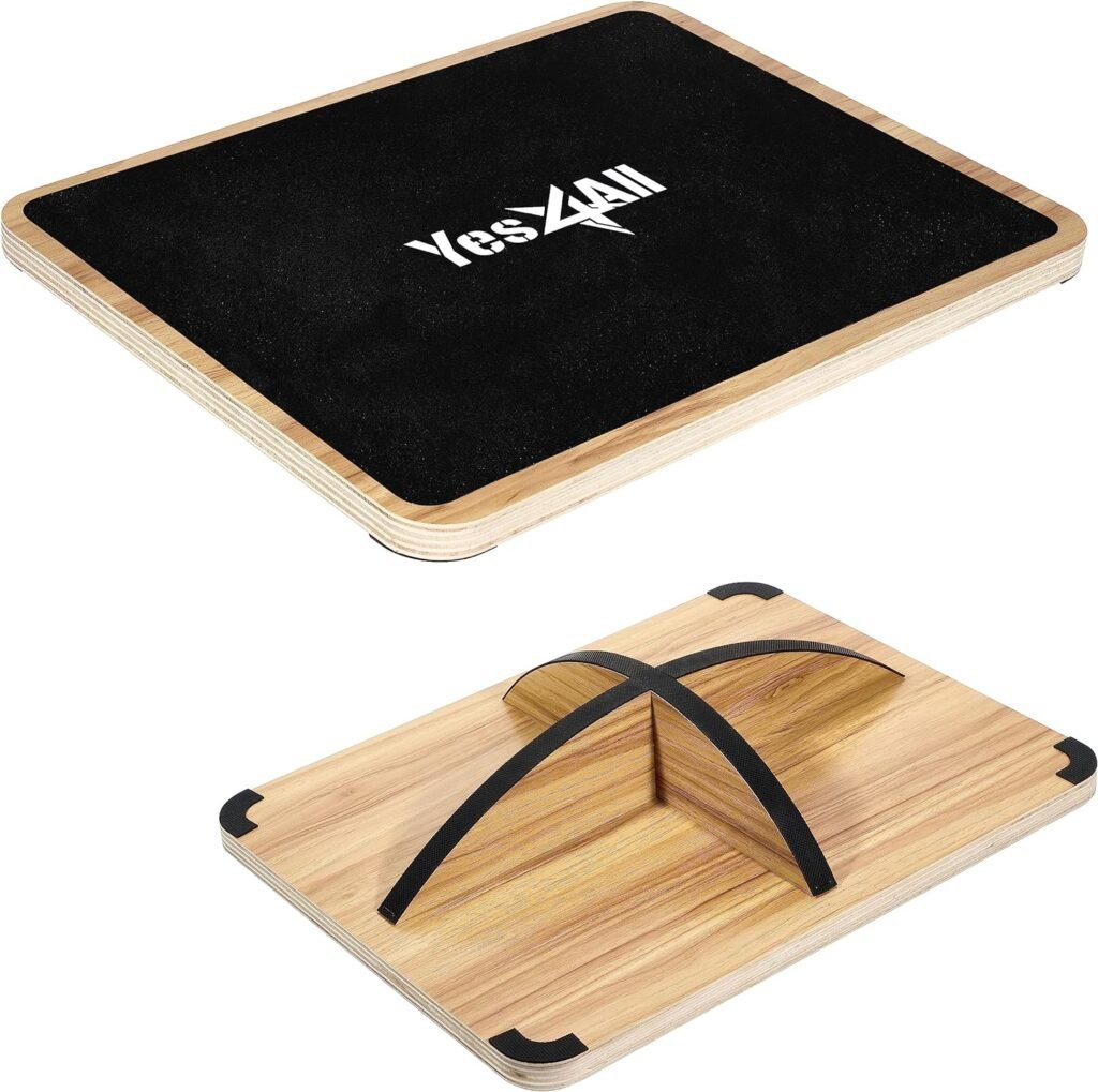 Yes4All 360 Degree Rotation Rocker Wooden Balance Board, Anti-Slip Wobble Board for Physical Therapy, Advanced Balance Training  Fitness Exercises